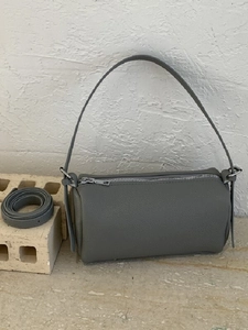 Minimalist Women PU Leather Litchi Pattern Barrel Shoulder Bag Vintage High-End Versatile Crossbody Bag Cylindrical Purse