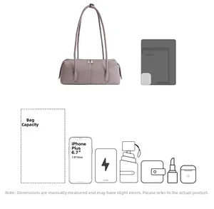 Detailed view of spacious capacity for 6.7 inch phone and essentials in grey pillow bag