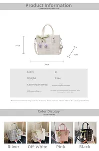 Detailed size chart and specifications for the plaid bucket bag with tulip charm