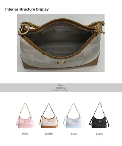 Détails de l'intérieur du sac en toile avec poche zippée et quatre couleurs au choix