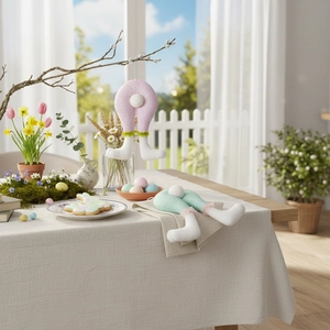 Easter bunny leg decorations with polka dots and lace trim for festive home tree display