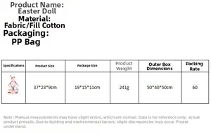 Guida alle dimensioni e ai materiali per il coniglietto di Pasqua in peluche a gambe lunghe