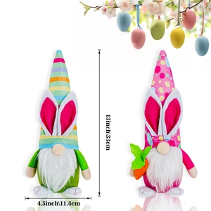 Easter gnome plush set with bunny ears and long hats, decorative gnome figures 13 inches tall
