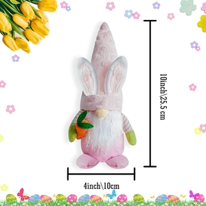 Gnomo di Pasqua rosa con orecchie da coniglio e carota, decorazione festiva 25 cm