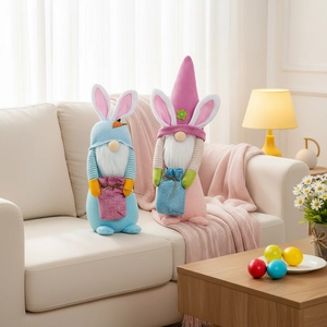 Easter gnome plush doll set with bunny ears and carrots for festive home decoration
