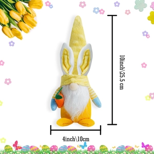 Gnomo di Pasqua peluche con orecchie di coniglio e carota decorazione gialla festiva