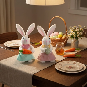 Osterhasen-Zwerge Plüschfiguren mit Karotte und Ei für festliche Frühlingsdekorationen