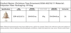 Detail specifications of Christmas tree desktop ornament made of soft polyester fiber