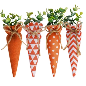 Decorazioni Carota in Tessuto di Pasqua Con Motivi a Quadri e Pois Per Casa Festa Tavolo Ornamento Stile Rustico