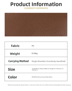 Spécifications de taille et texture en cuir PU grainé marron du sac à main rétro
