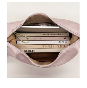 Top view of large capacity faux leather tote bag showing spacious brown lined interior