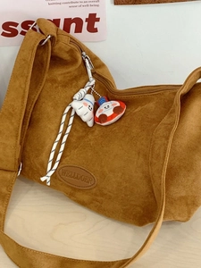 Women's Frosted PU Leather Large Capacity Hobo Bag Casual Crossbody Tote Bag With Adjustable Wide Strap And Pendants Vintage Commuter Shoulder Bag