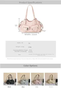 Detailed size specifications and material chart for large capacity vintage tote bag