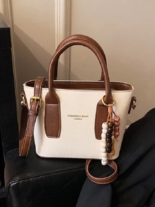 Sac Seau pour Femme en Cuir PU Mode Pendentif de Perles Vintage Sac à Main Bandoulière Polyvalent pour Bureau Quotidien