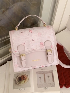 Cute Cartoon Bear Print PU Leather Mini Backpack Preppy Style Women Handbag Crossbody Bag With Bow Tie And Metal Buckle