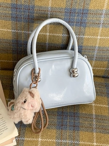 Mode Femmes Mini Sac Boston Cuir PU Sac Bandoulière Sac à Main Décontracté Sac Oreiller Avec Charme en Peluche