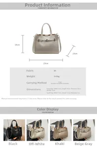 Detailed size chart for PU leather handbag set with shoulder and crossbody strap options