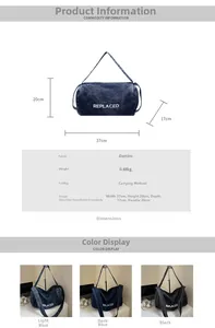 Detailed size chart for denim crossbody bag with 37x20x17cm dimensions and color options