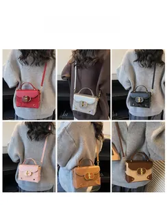 Showcasing multiple color options of the vintage mini crossbody box bag on a model