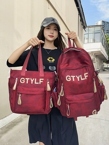 Ensemble sac à dos et sac fourre-tout bordeaux imperméables pour campus et voyage