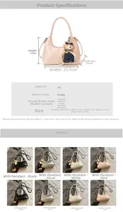 Detailed size chart and specifications for the minimalist PU leather crossbody handbag