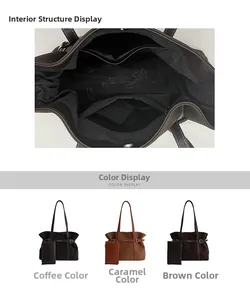 Interior structure and color options for the large matte faux leather tote bag
