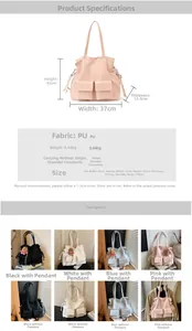 Detailed size specifications and color options for the drawstring PU canvas tote bag