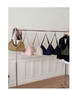 Selection of large capacity solid color nylon hobo bags in six different casual colors