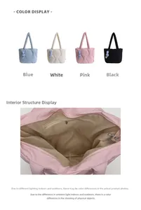 Quilted down tote bags in four colors featuring interior zipper pocket and plaid charms