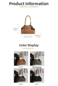 Détails du grand sac cabas en suède 42x24cm disponible en quatre couleurs mates élégantes