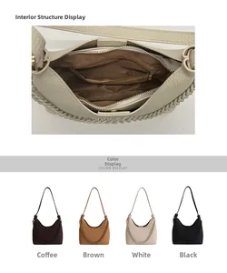 Detailansicht der Innentasche und der vier verfügbaren Farben der Crescent Bag