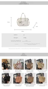Size chart showing PU bucket bag dimensions with single shoulder and crossbody options