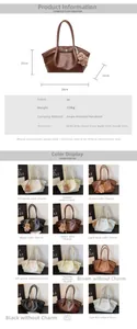 Size guide for pleated tote bag showing 28x21x12cm dimensions and color options