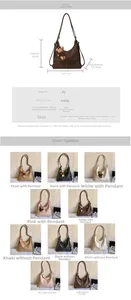 Detailed size specifications and multi-color options for the large PU leather tote bag