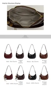 Vue détaillée des sacs hobo en quatre couleurs avec poche interne et fermeture éclair
