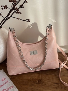 Sac à Épaule Vintage Matelassé en Losange pour Femmes Cuir PU Chaîne Sac Sous le Bras Mode Sac Bandoulière Hobo pour Quotidien