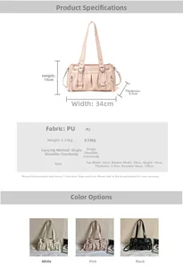 Detailed size specifications for the pleated cloud bag with 120cm adjustable strap