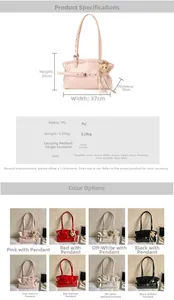Size chart for minimalist PU leather shoulder bag showing 37x20x10cm dimensions and strap length