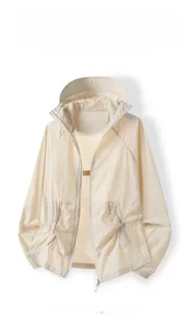 Detail of breathable ice silk fabric on lightweight UV sun protection hoodie for fishing
