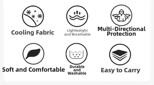 Graphique des fonctions: tissu protection solaire, frais, respirant et pliable