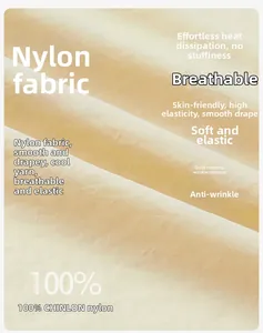 Detail of breathable 100% chinlon fabric with cool-touch and wrinkle-free texture