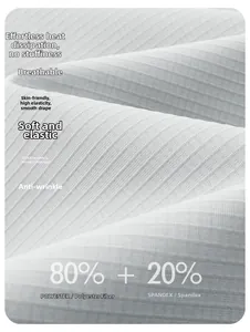 Macro detail of white ice silk fabric showing 80% polyester and 20% spandex ribbed texture