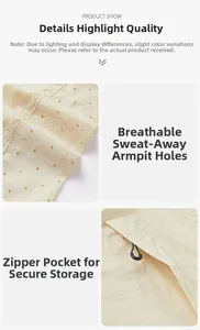 Detail of breathable underarm vents and secure zipper pockets on yellow sun jacket