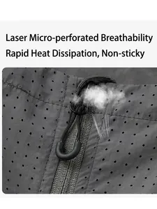 Women's sun protection jacket with laser-cut ventilation and gray breathable fabric