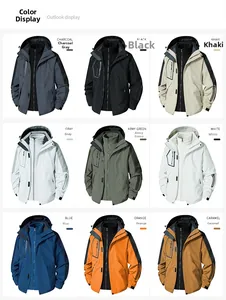 Detailed grid view showing 9 available colors for this waterproof 3-in-1 hiking jacket