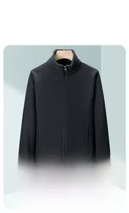 Detail of warm black fleece jacket lining with full zipper and stand-up collar design