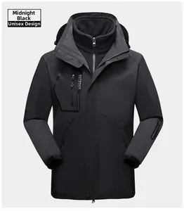 Macro detail of dark night black waterproof outdoor jacket with zipper pockets
