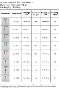 Size guide for elf leg Christmas ornaments with detailed polyester fabric dimensions