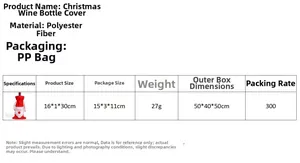 Christmas wine bottle cover dimensions and polyester material specifications chart