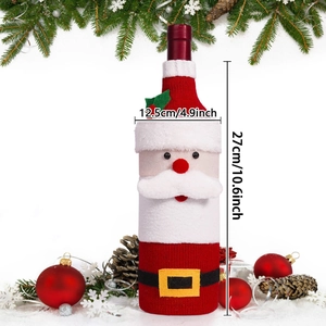 Knitted Santa wine bottle cover with size dimensions 12.5x27cm for Christmas decor